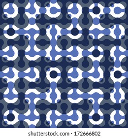 Connected dots geometric seamless pattern, monochrome vector background.