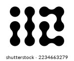 Connected dots icon. Circles pattern sign. Integration symbol. Abstract point movement. Connected round blobs. Transition metaballs. Vector illustration isolated on white background.