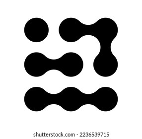 Connected dots icon. Circles pattern sign. Integration symbol. Abstract point movement. Connected round blobs. Transition metaballs. Vector illustration isolated on white background.