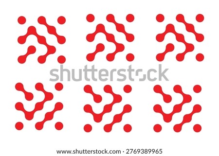 Connected dots icon circles pattern sign integration symbol abstract point movement connected round blobs transition meta balls smooth fluid vector illustration modern ..