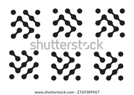 Connected dots icon circles pattern sign integration symbol abstract point movement connected round blobs transition meta balls smooth fluid vector illustration modern ..
