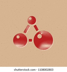 Connected dots icon in halftone style. Grunge background vector illustration.