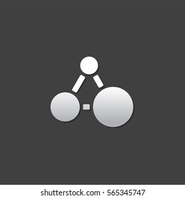 Connected dots icon in metallic grey color style. Teamwork business