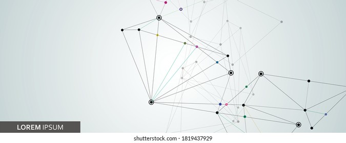Puntos y líneas conectados. Conexión a Internet, sentido abstracto del diseño gráfico de la ciencia y la tecnología