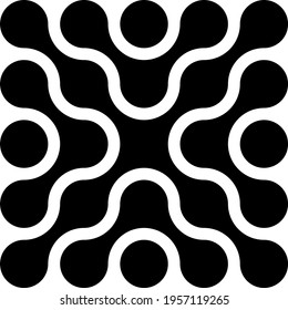 Connected dots in a shape of square. Black silhouette abstract design element. Vector illustration