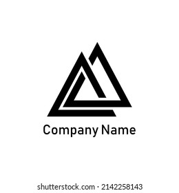 Connected double triangle forming A shape letter for company logo.