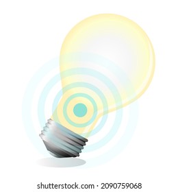 Bombilla eléctrica conectada sobre un fondo blanco
