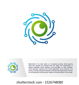 Connected Eye Logo design vector template. Technology Spiral Vision, Vortex, Circle. Colorful Icon