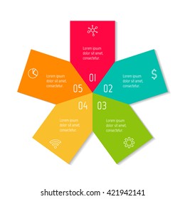 Connected flower infographic diagram with 5 options. EPS10 template.