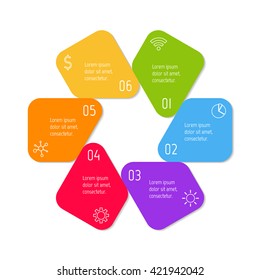 Connected flower infographic diagram with 6 options. EPS10 template.
