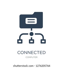 connected folder data icon vector on white background, connected folder data trendy filled icons from Computer collection, connected folder data vector illustration