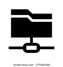 icono de carpeta conectada o logotipo símbolo de signo aislado ilustración vectorial - iconos vectoriales de estilo negro de alta calidad
