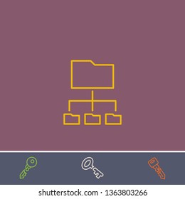 connected folder vector line icon.Basic element illustration.connected folder vector outline symbol design.Bonus broken key graphic concept