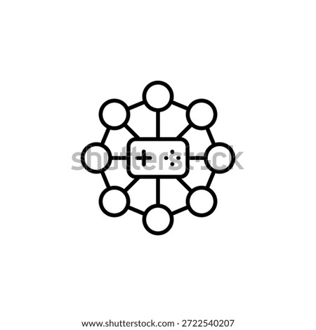 Connected Gaming Network Outline Style Minimalist Joystick