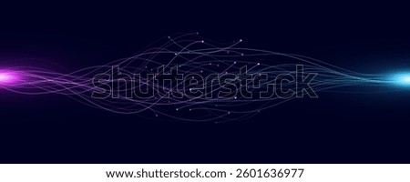 Connected glowing neural connectors into cyberspace. Big data analysis. Tech science backdrop. Vector illustration. EPS 10