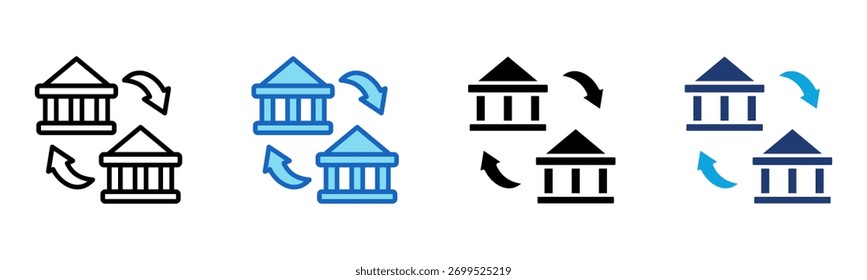 Icono de gobierno conectado Multi Style Ilustración vectorial