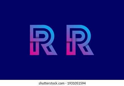 connected gradient 3d letter PR, RP, R logo design
