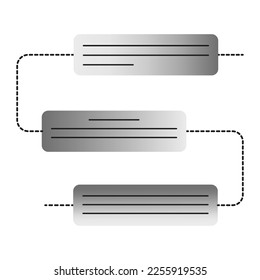 Connected graph gray rectangles. Data information infographic. Vector illustration.