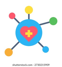 Connected Health Icon Flat Design Vector Illustration