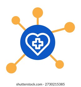 Connected Health Icon Solid Color Design Vector Illustration