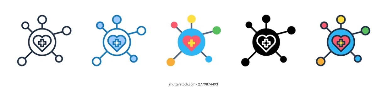 Connected Health multiple style icons set design vector illustration.