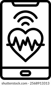 Connected Health Vector Lineal Icon On White Background.