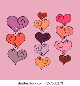 Connected hearts vector background 