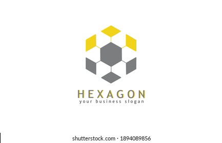Connected hexagon logo design template for brand or company