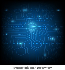 Connected high technology abstract background. Neon light geometric shape and line, lie down flat style. Vector illustration concept for futuristic technology, science, business, industry.