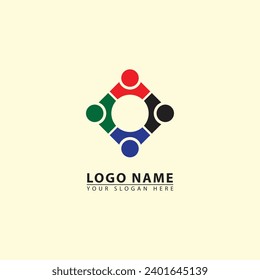 Connected human icon logo. Community, business and company vector logo icon.