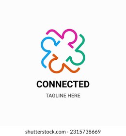 CONNECTED HUMAN LOGO IN COLOURFUL PUZZLE SHAPE 