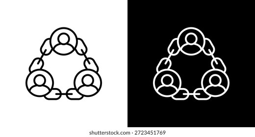 Icono conectado contorno en blanco y negro.