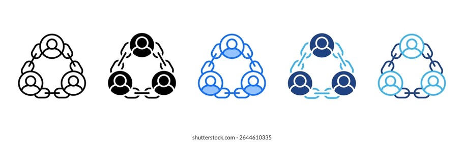 Connected icon set multiple style collection