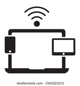 Connected iot Devices vector, Hotspot Sharing network vector icon design