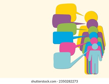 Burbujas de habla de rompecabezas conectadas sobre personas de negocios que hablan - ilustración de acciones