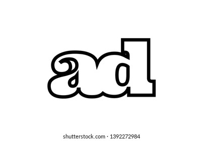 Connected or joined ad a d black alphabet letter combination suitable as a logo icon design for a company or business