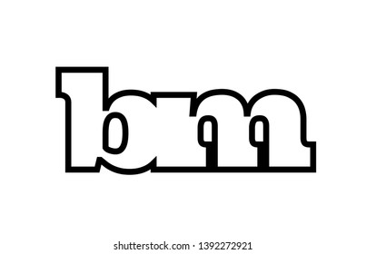 Connected or joined bm b m black alphabet letter combination suitable as a logo icon design for a company or business