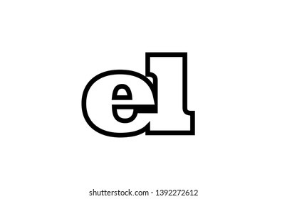 Connected or joined el e l black alphabet letter combination suitable as a logo icon design for a company or business