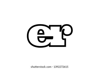Connected or joined er e r black alphabet letter combination suitable as a logo icon design for a company or business