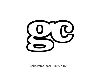 Connected or joined gc g c black alphabet letter combination suitable as a logo icon design for a company or business