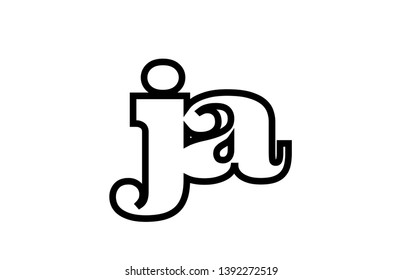 Connected or joined ja j a black alphabet letter combination suitable as a logo icon design for a company or business