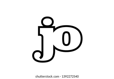 Connected or joined jo j o black alphabet letter combination suitable as a logo icon design for a company or business