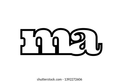 Connected or joined ma m a black alphabet letter combination suitable as a logo icon design for a company or business