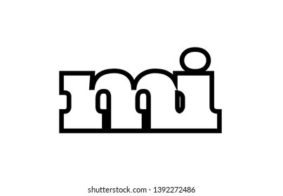 Connected or joined mi m i black alphabet letter combination suitable as a logo icon design for a company or business