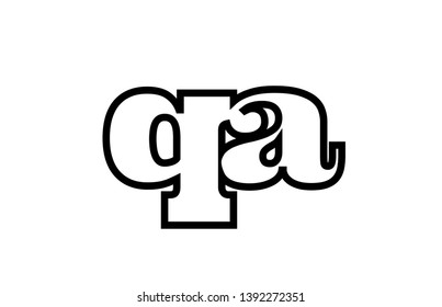 Connected or joined qa q a black alphabet letter combination suitable as a logo icon design for a company or business