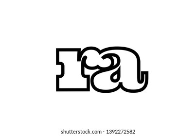 Connected or joined ra r a black alphabet letter combination suitable as a logo icon design for a company or business
