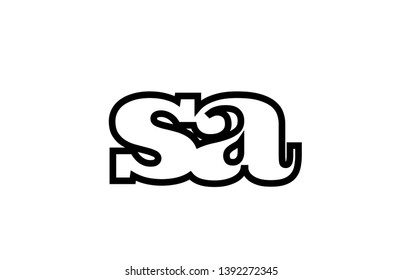 Connected or joined sa s a black alphabet letter combination suitable as a logo icon design for a company or business