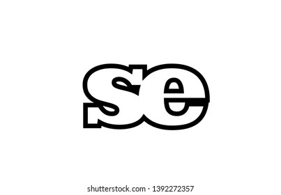 Connected or joined se s e black alphabet letter combination suitable as a logo icon design for a company or business