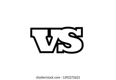 Connected or joined vs v s black alphabet letter combination suitable as a logo icon design for a company or business