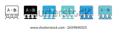 connected to language icon set. contain group learning icon for real-time classes, webinar, global language session thin line and color style icon symbol sign for your app web. vector illustration